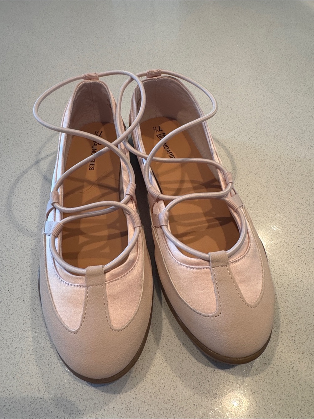 No Boundaries Light Pink Ballet Flats with Crisscross Ankle Straps